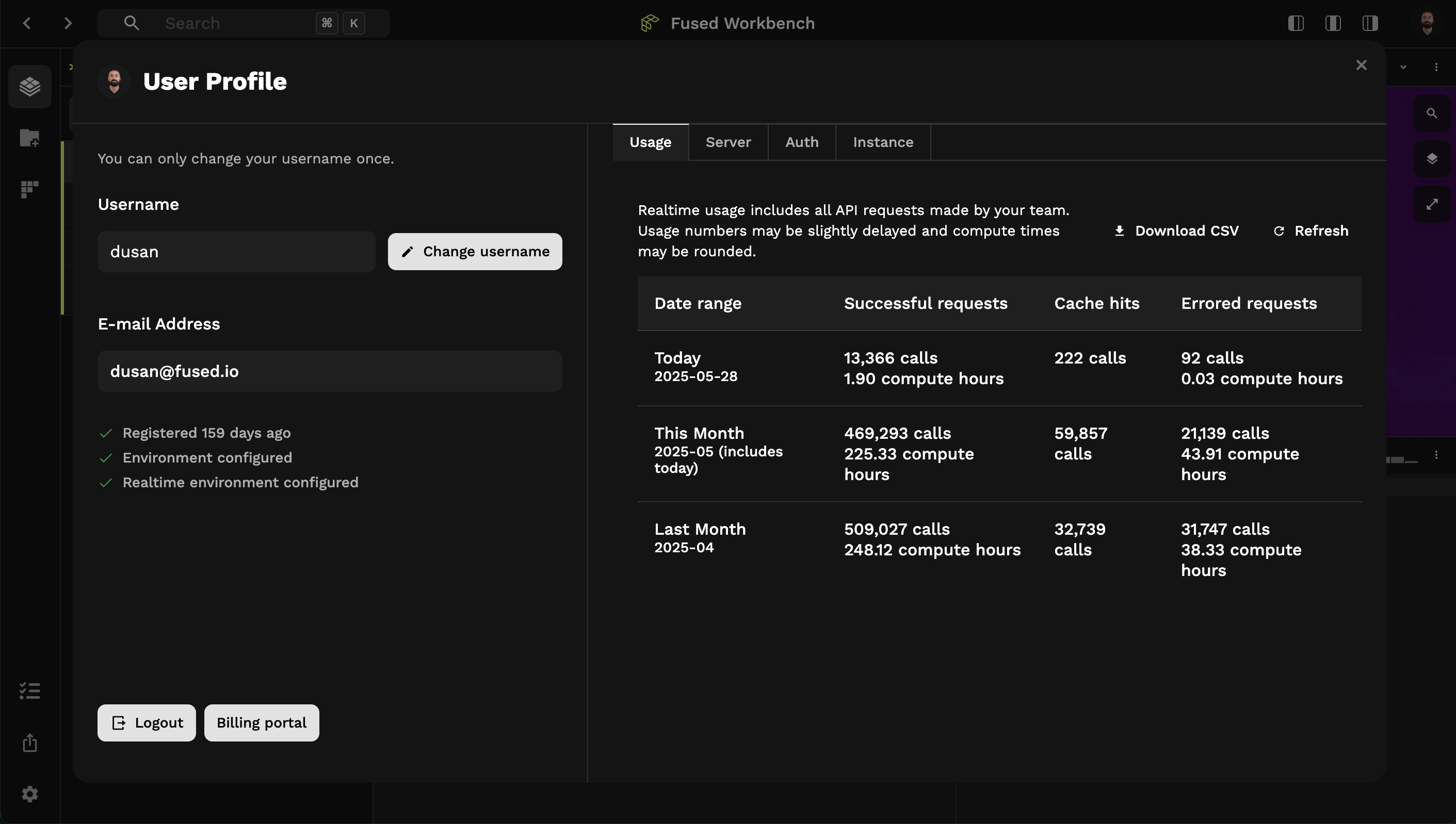 user settings