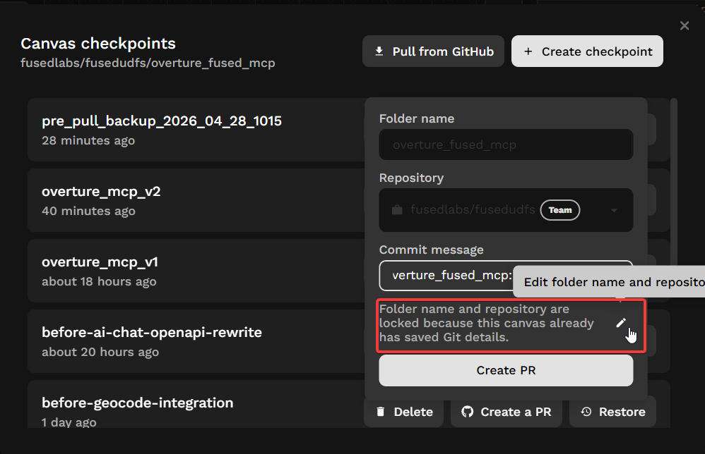 Edit locked folder name and repository