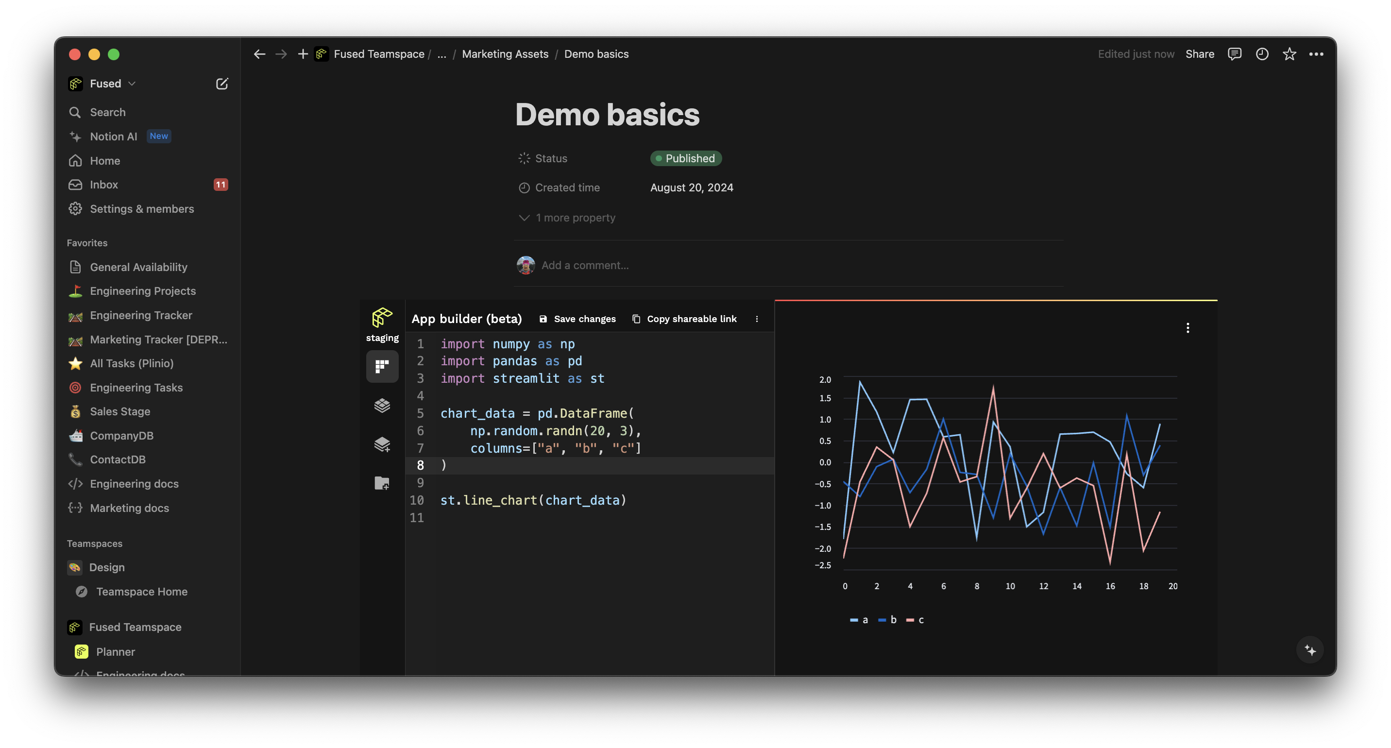 Embedded app in Notion