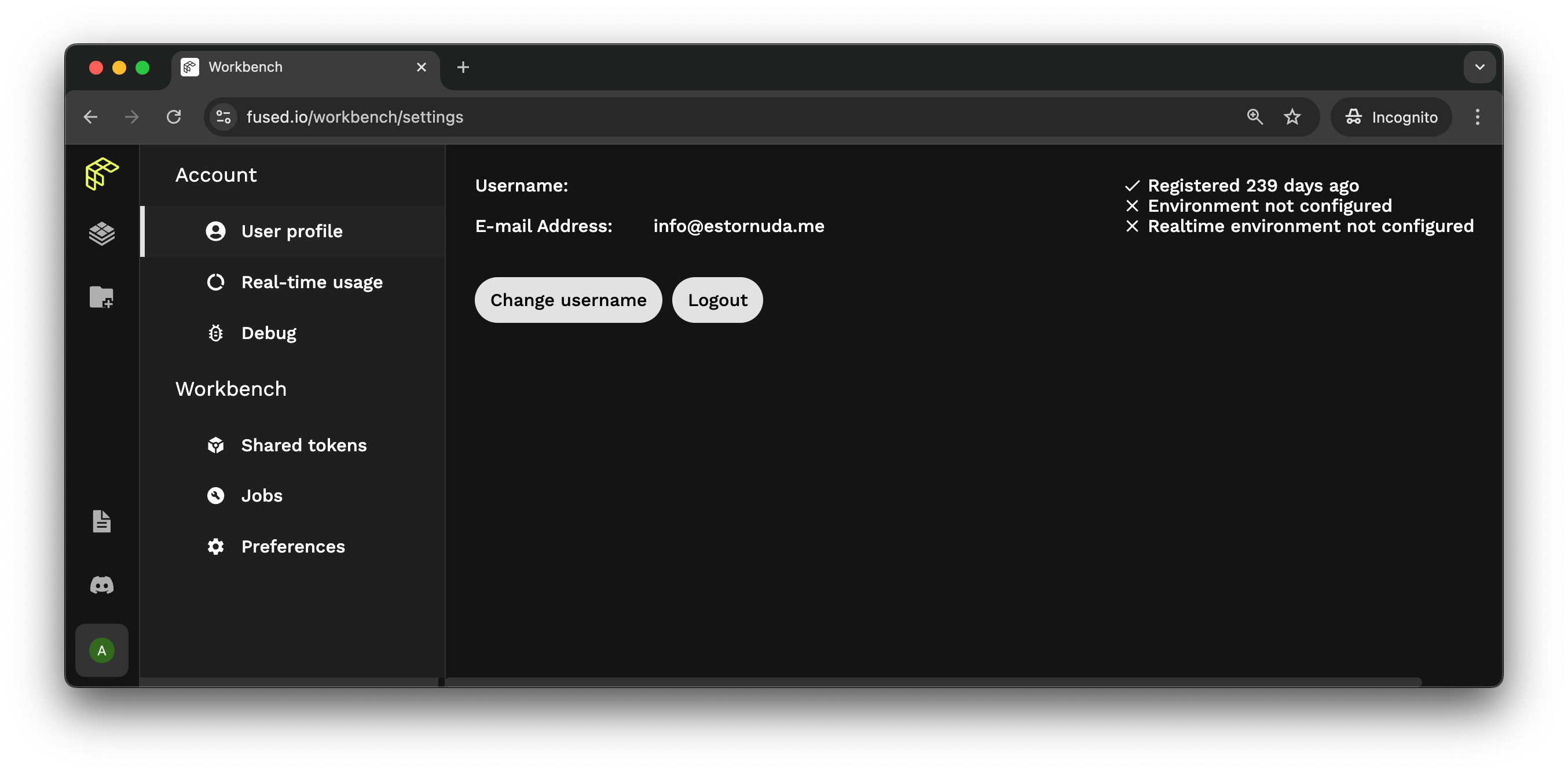 user settings